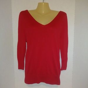 Gap Sweater Red Vneck Lightweight Pullover Size M